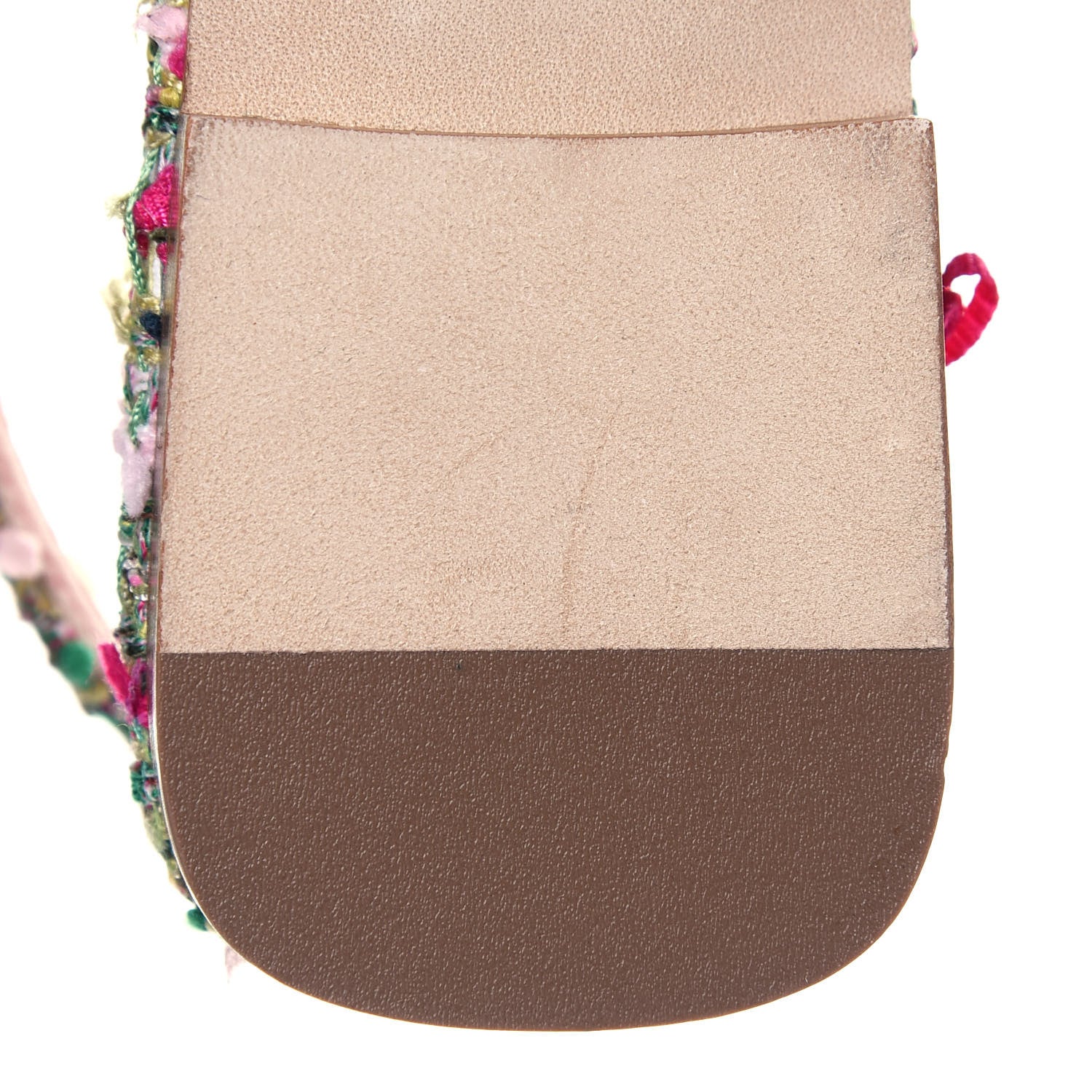 Chanel Tweed CC Logo Thong Sandals 37.5 Green Pink White 10 of 11