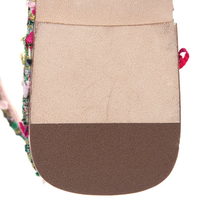 Chanel Tweed CC Logo Thong Sandals 37.5 Green Pink White 10 of 11