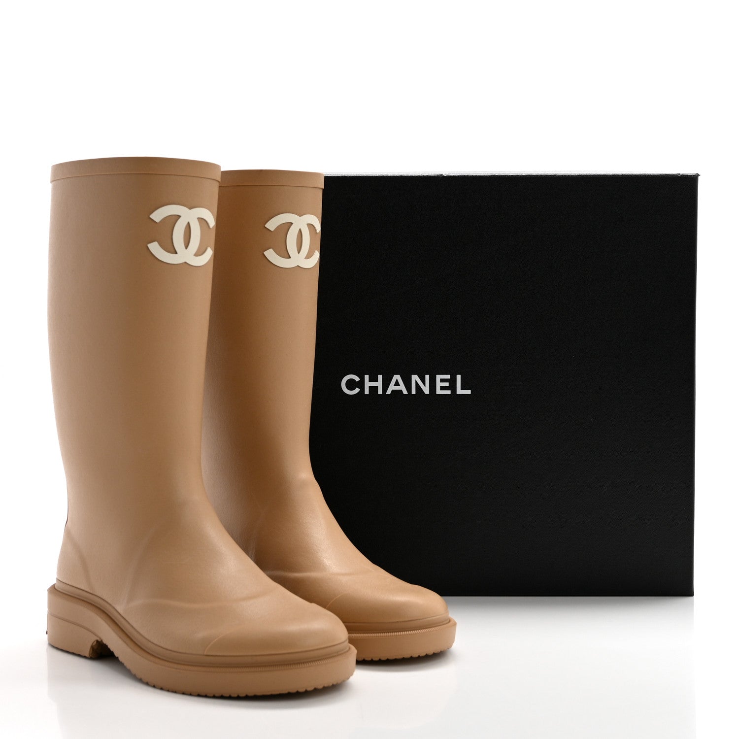 Chanel Caoutchouk CC High Boots 37 Beige 9 of 9