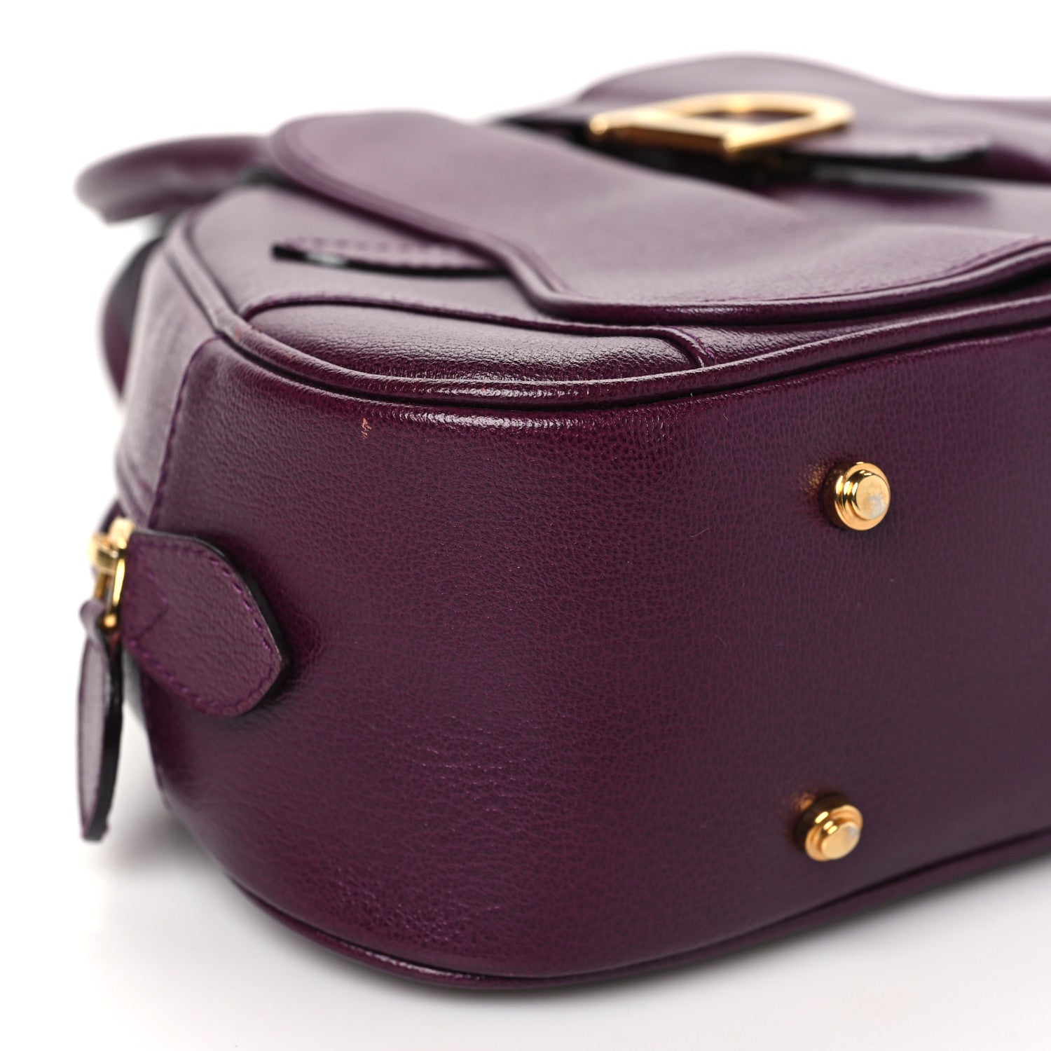 Christian Dior Calfskin Mini Saddle Bowler Purple 9 of 13
