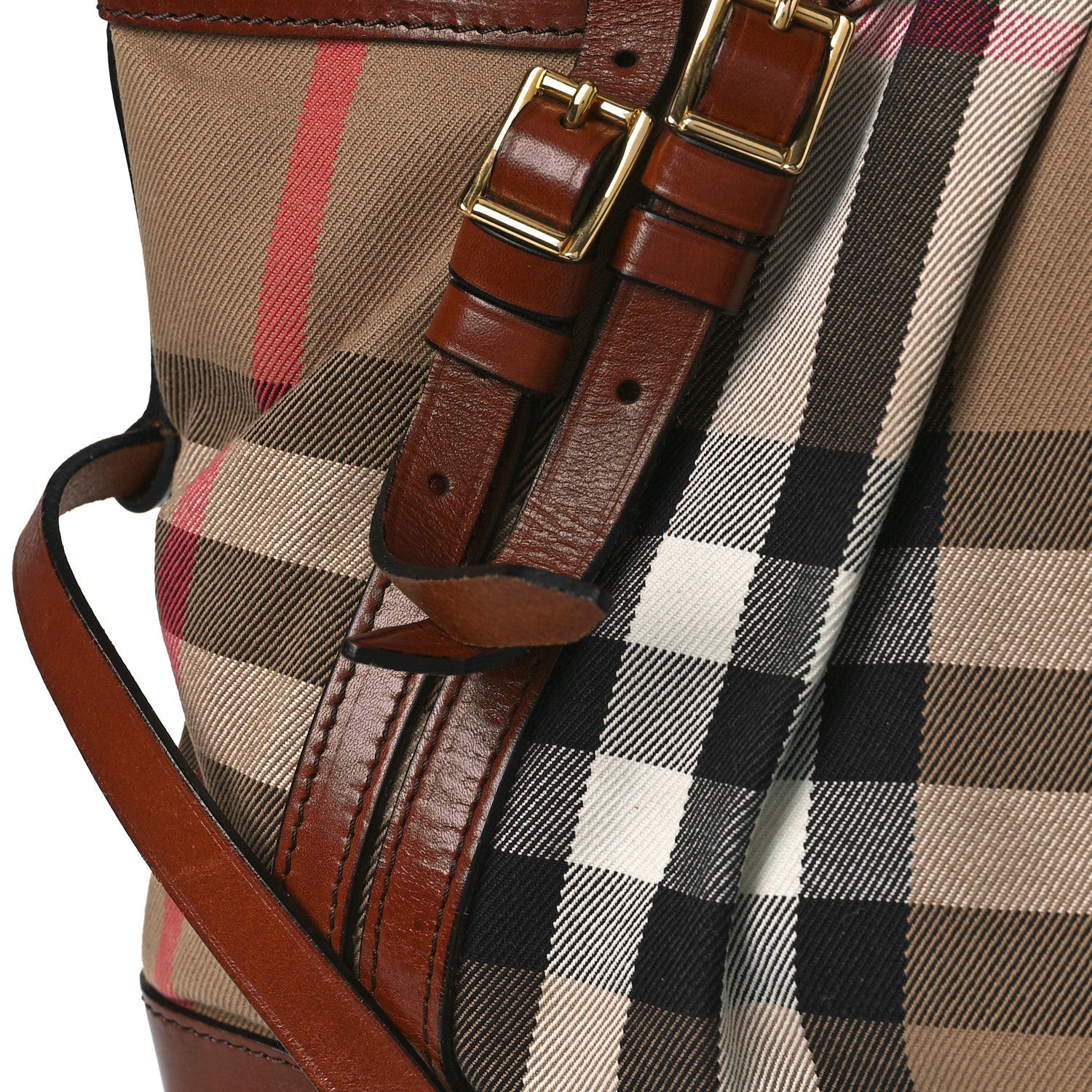 Burberry Bridle Calfskin House Check Medium Whipstitch Tote Dark Tan 11 of 16
