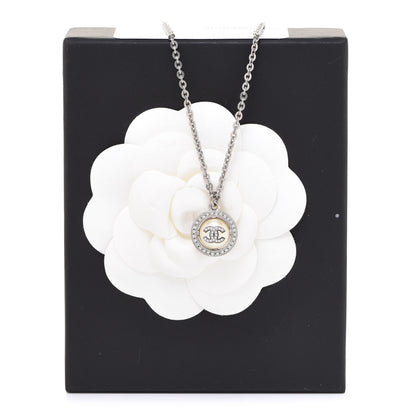 Chanel Pearl Crystal CC Necklace Silver 6 of 6