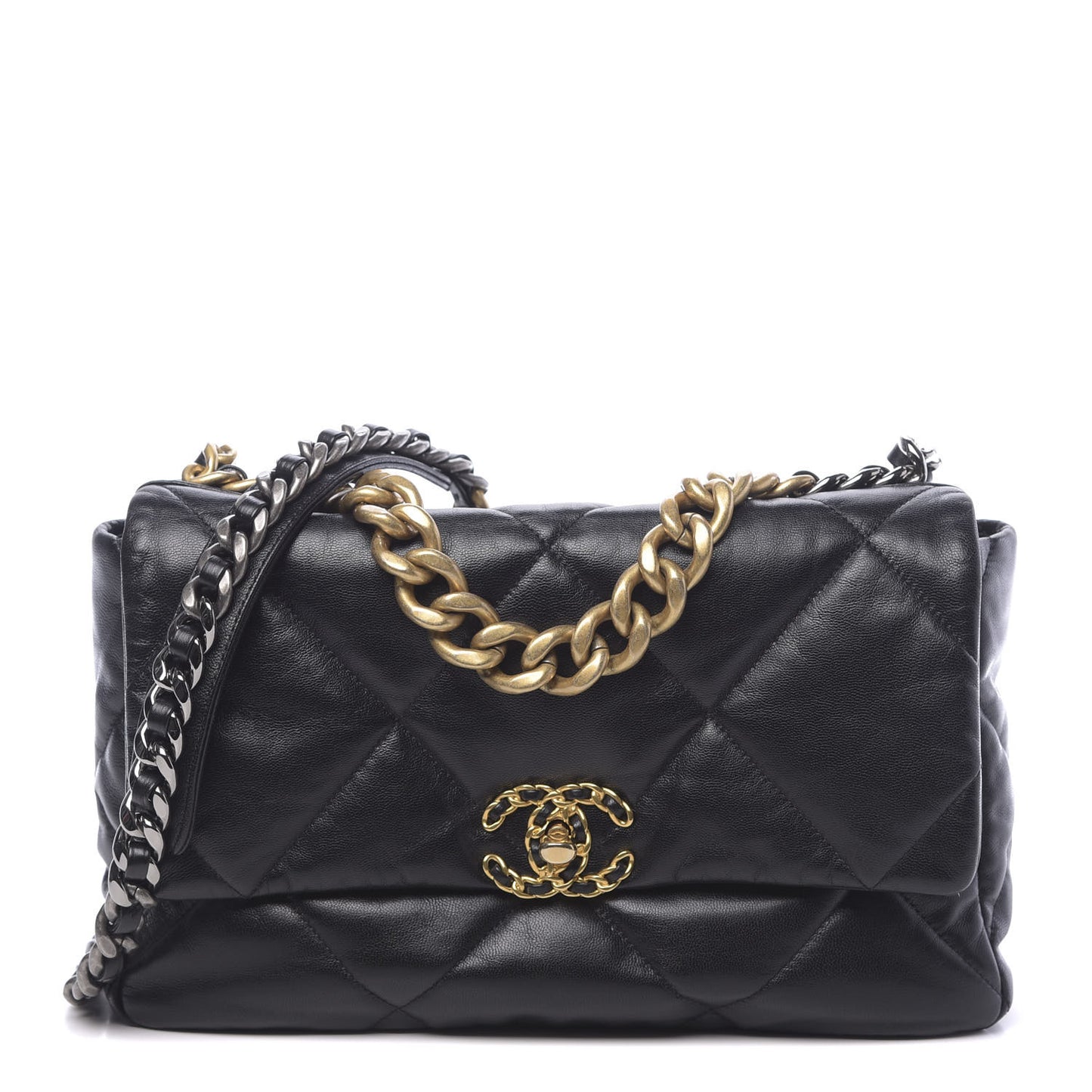 Lambskin Quilted Large 19 Flap Black