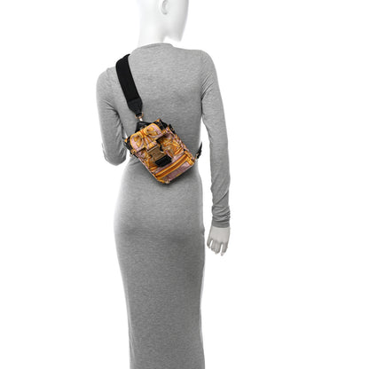 Fendi X VERSACE Silk Vitello Fendace FF Baroque Mini Fendiness Backpack Tobacco Pink Gold 3 of 10