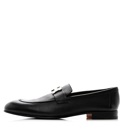 Hermes Goatskin Mens Paris Loafers 44 Black 1 of 10