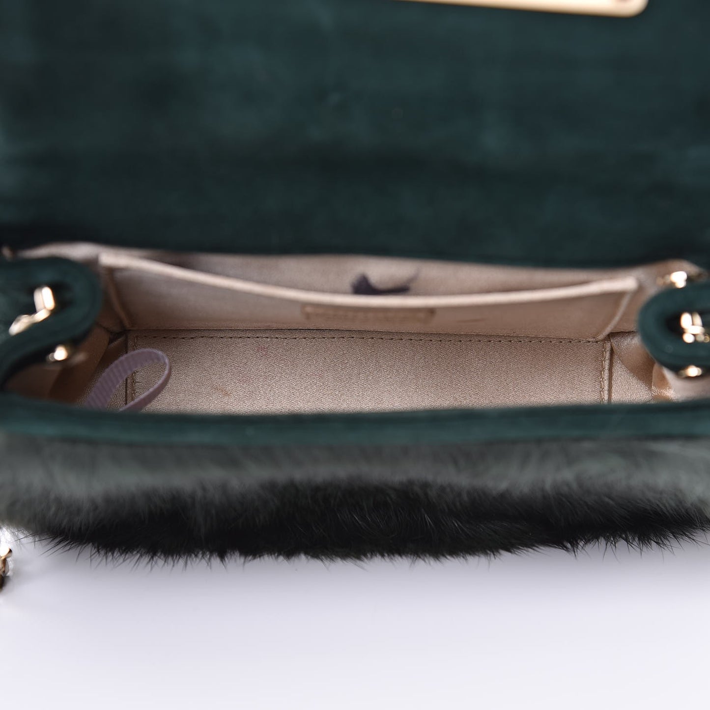 Rabbit Fur Python Crossbody Bag Green