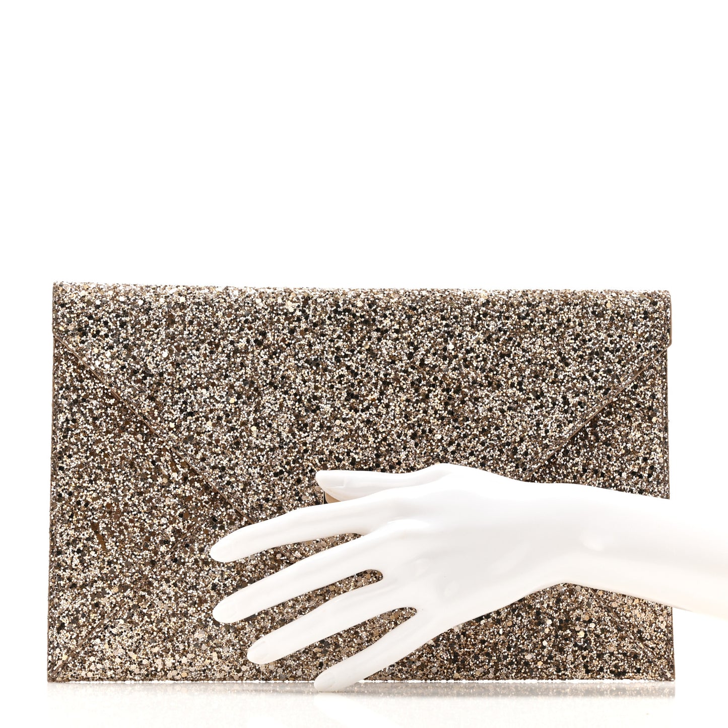 Star Coarse Glitter Rosetta Envelope Clutch Antique Gold