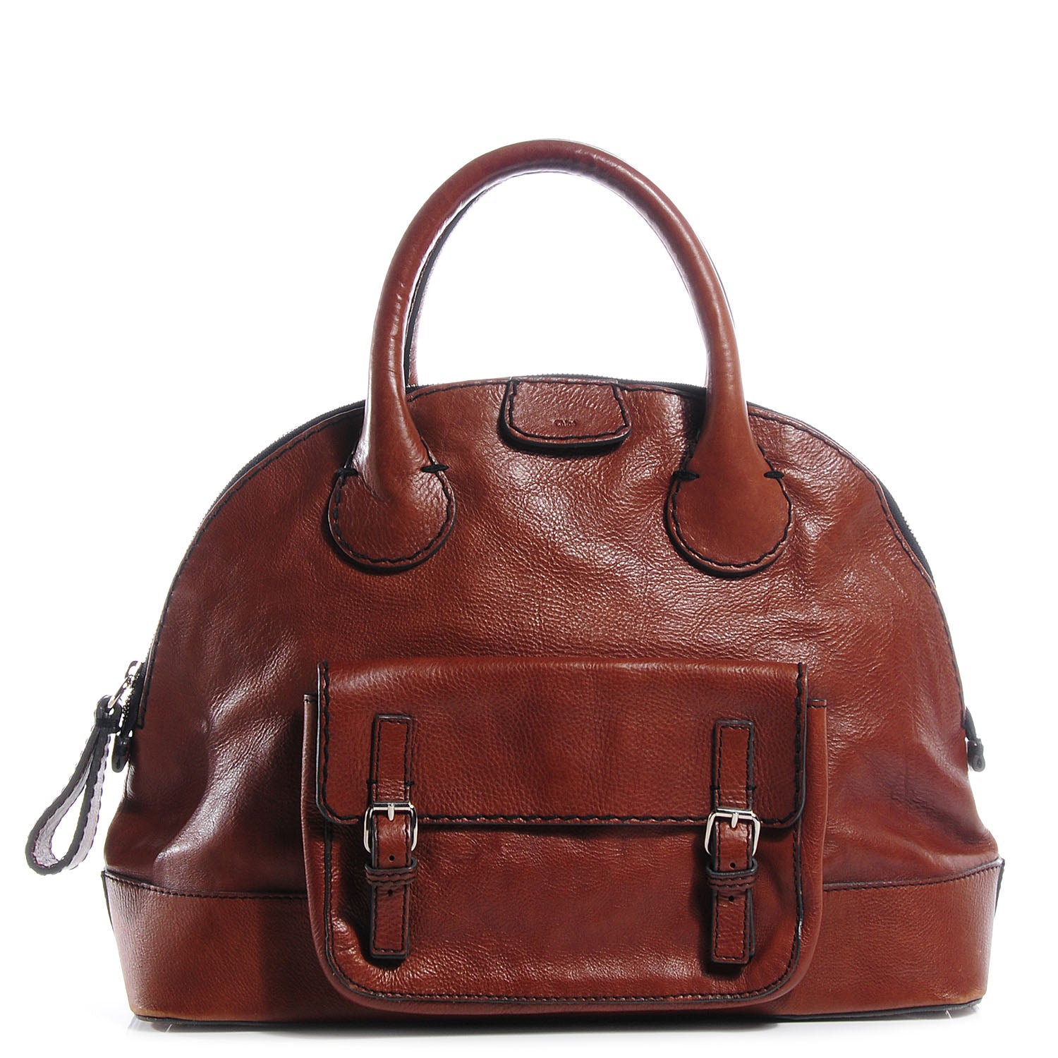 Chloe Leather Edith Dome Bowler Whiskey 1 of 7