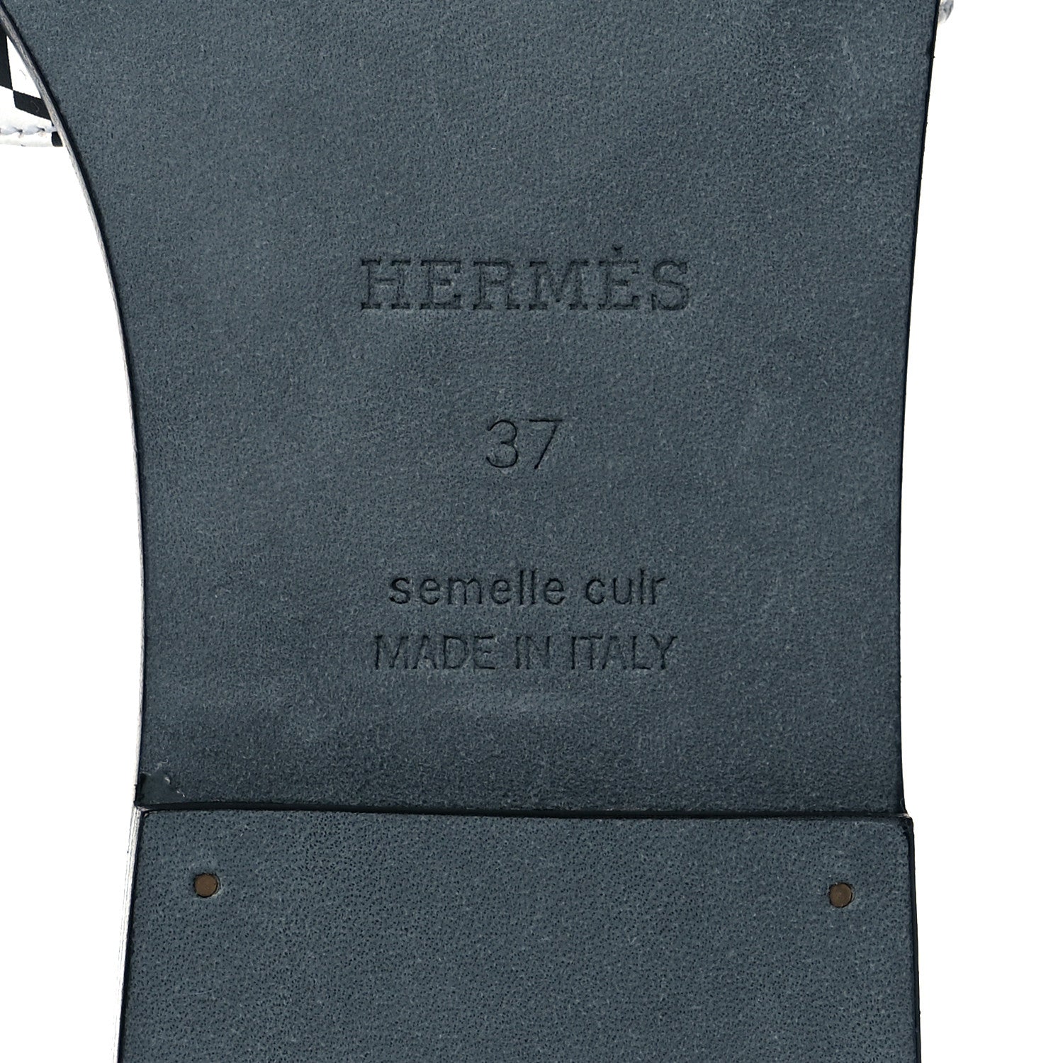 Hermes Calfskin Printed Op'H Oran Sandals 37 Black White 6 of 9