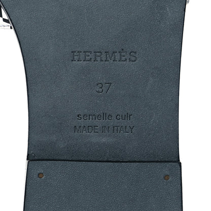 Hermes Calfskin Printed Op'H Oran Sandals 37 Black White 6 of 9