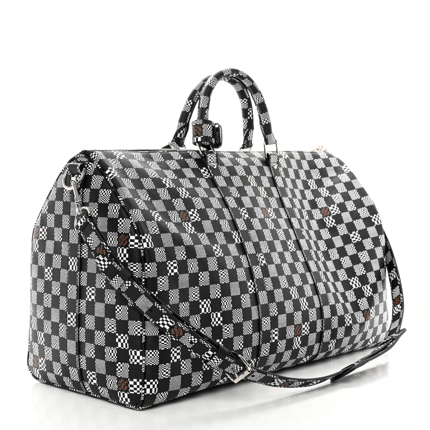 Louis Vuitton Damier Distorted Keepall Bandouliere 50 Black White 2 of 9