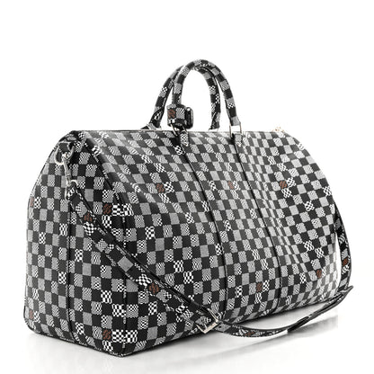 Louis Vuitton Damier Distorted Keepall Bandouliere 50 Black White 2 of 9