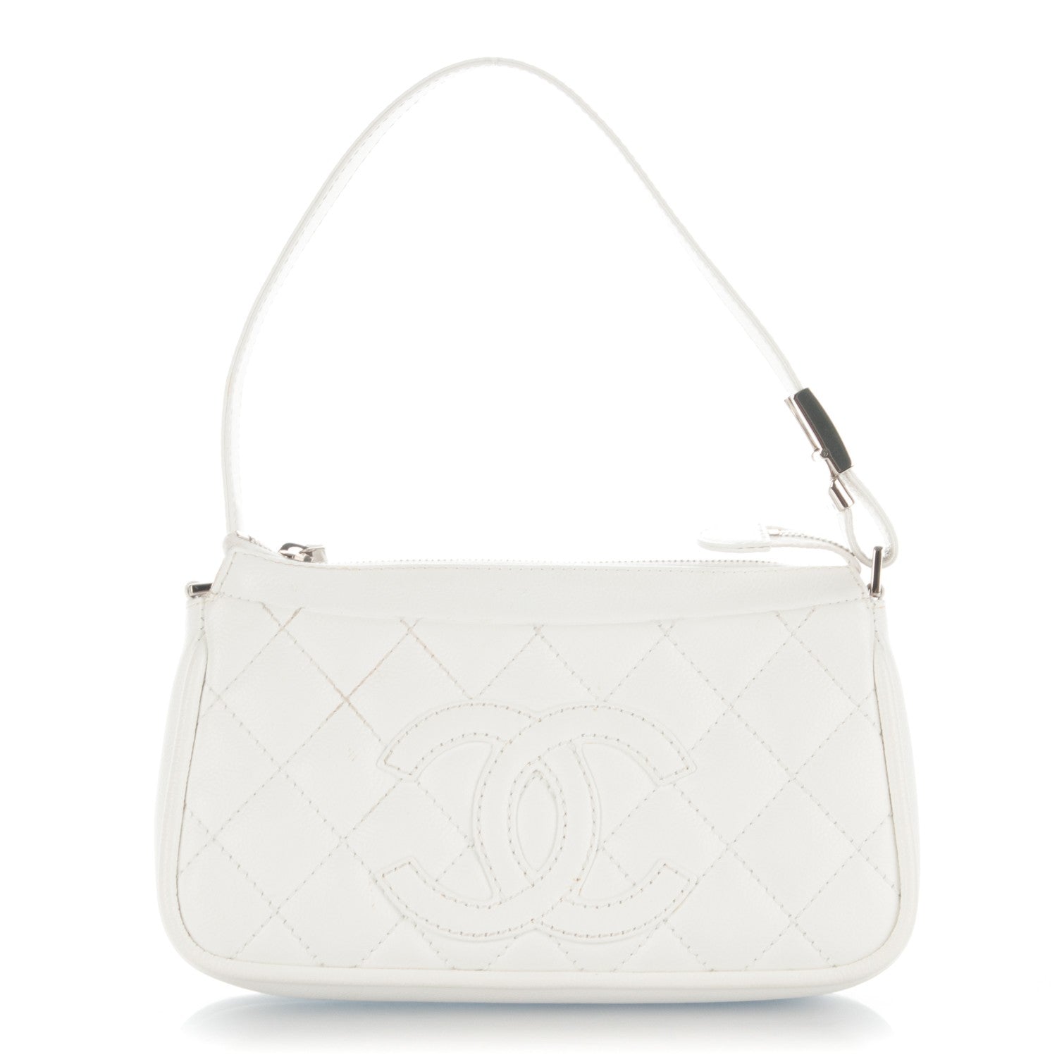 Chanel Calfskin Quilted CC Shoulder White 1 of 6