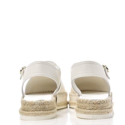 Chanel Lambskin Cap Toe CC Espadrille Sandals 38 Black White 7 of 11
