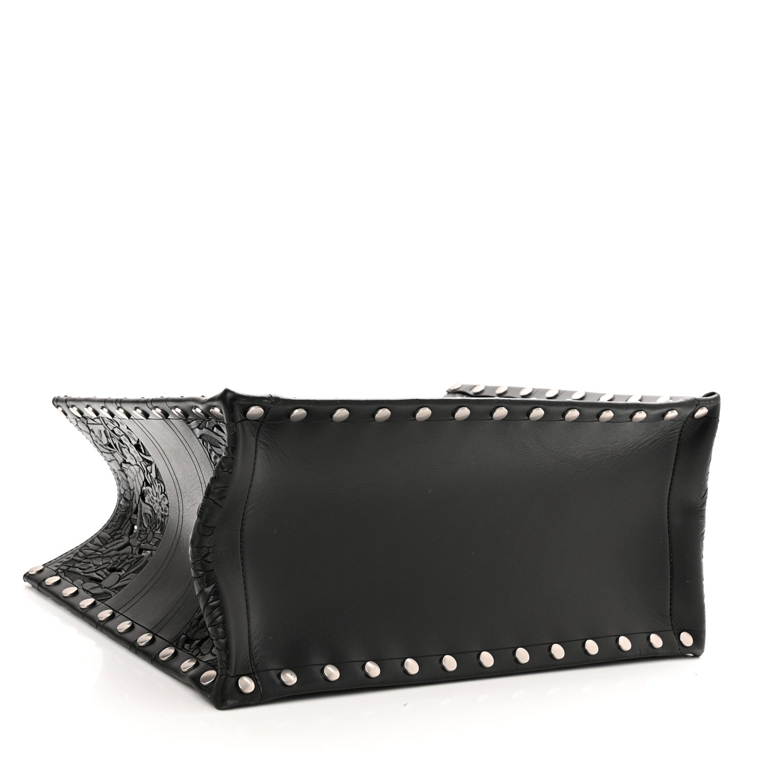 Christian Dior Calfskin Laser Cut Studded Medium Book Tote Black 4 of 10