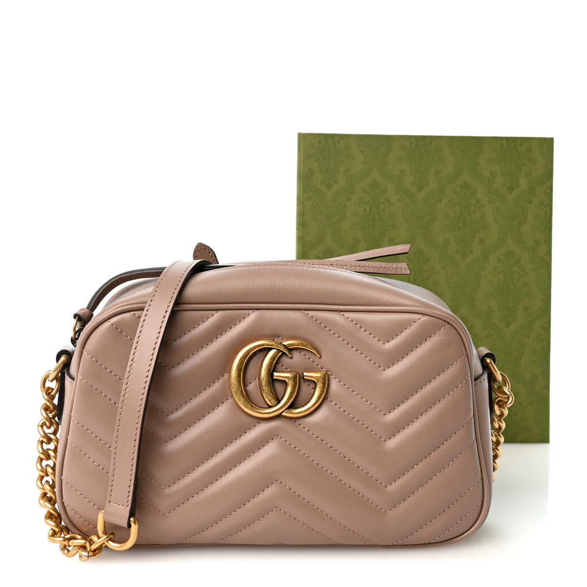Gucci Calfskin Matelasse Small GG Marmont Chain Shoulder Bag Porcelain Rose 11 of 11