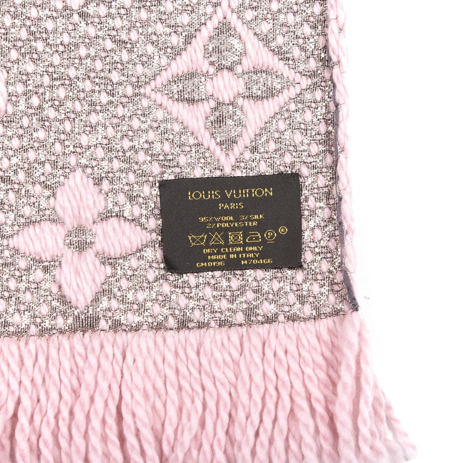 Louis Vuitton Wool Silk Logomania Shine Scarf Pink 3 of 3