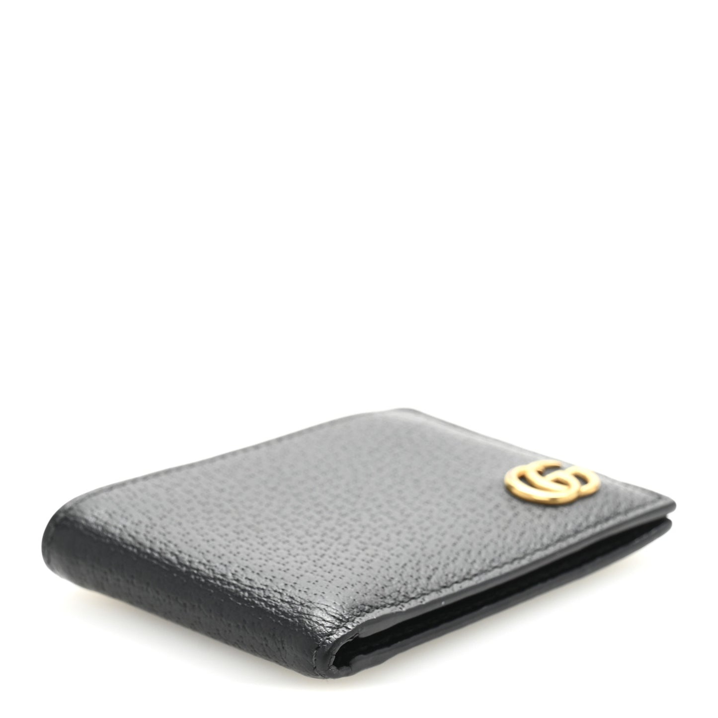 Calfskin Boar Effect GG Marmont Bi-Fold Wallet Black