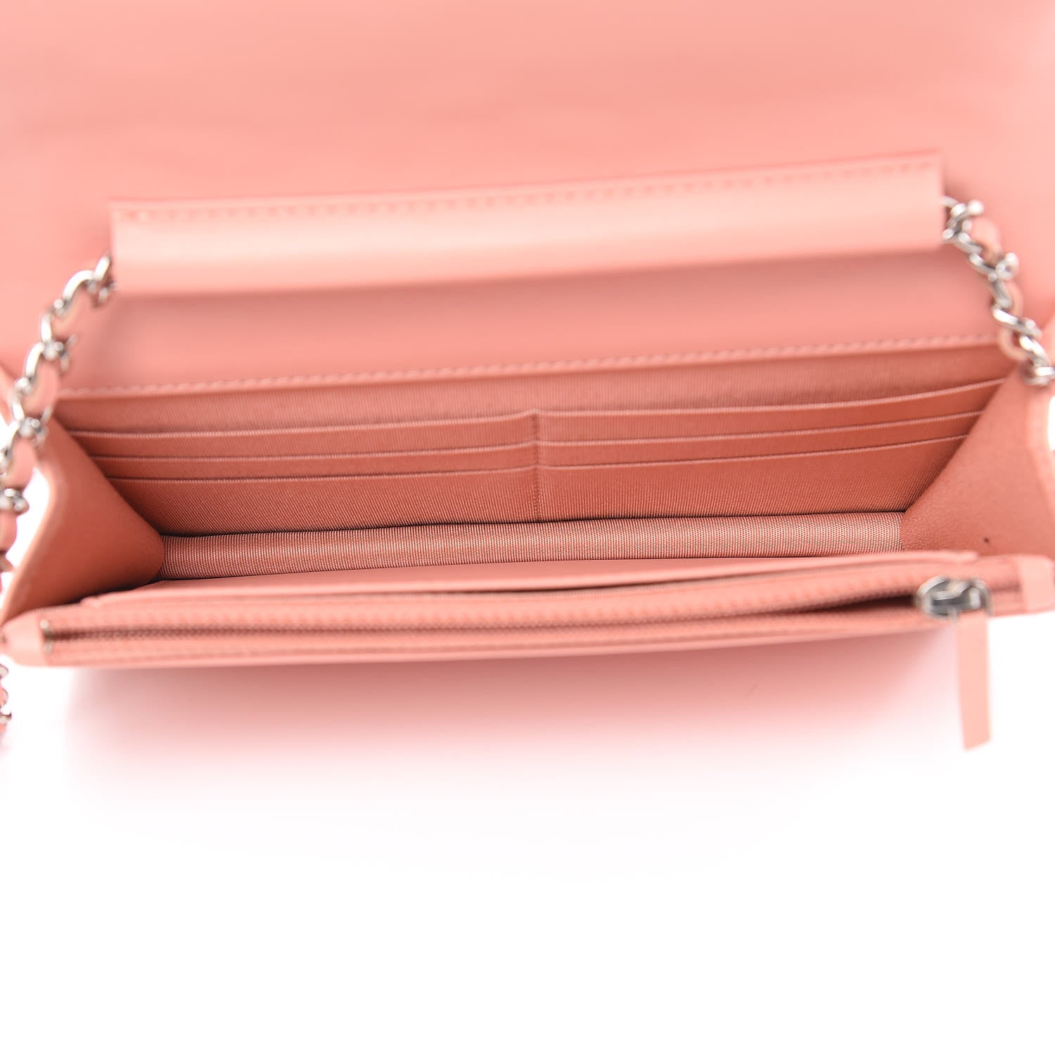 Chanel Goatskin Camellia Embossed Wallet On Chain WOC Light Pink 5 of 12