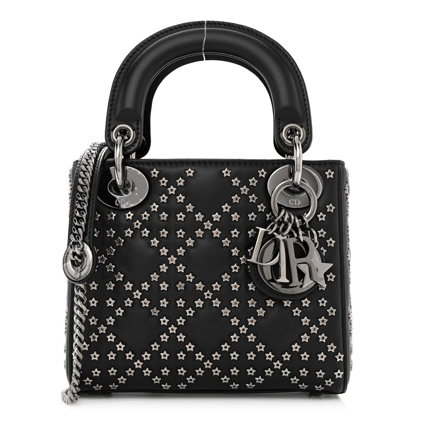 Lambskin Cannage Lucky Star Studded Mini Lady Dior Black Black