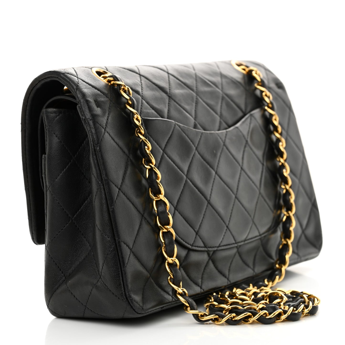Lambskin Quilted Medium Double Flap Black