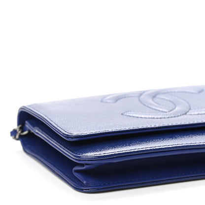Chanel Patent Caviar Timeless CC Wallet on Chain WOC Blue 9 of 10