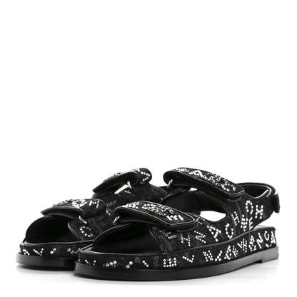 Chanel Denim Strass Velcro Dad Sandals 39 Black 4 of 9