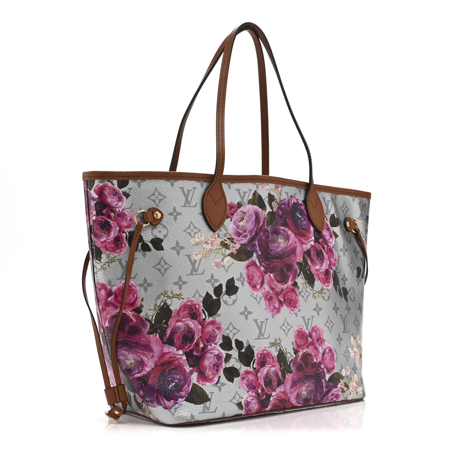 Louis Vuitton Metallic Monogram LV Garden Neverfull MM  Silver 4 of 10