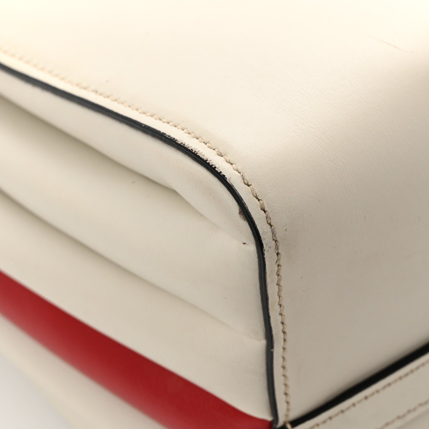 City Calfskin Medium Colorblock Bibliotheque Tote White Fuoco