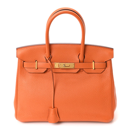 Hermes Taurillon Clemence Birkin 30 Orange 1 of 11