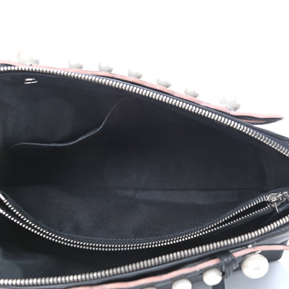Fendi Vitello Dolce Scalloped Pearl Studded Medium By The Way Boston Bag Black 4 of 9
