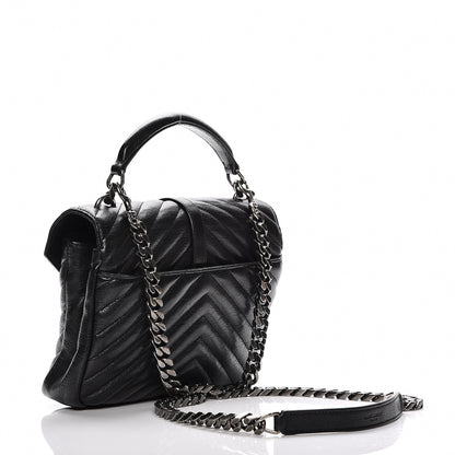 Saint Laurent Sheepskin Matelasse Chevron Monogram Medium College Bag Black 4 of 8