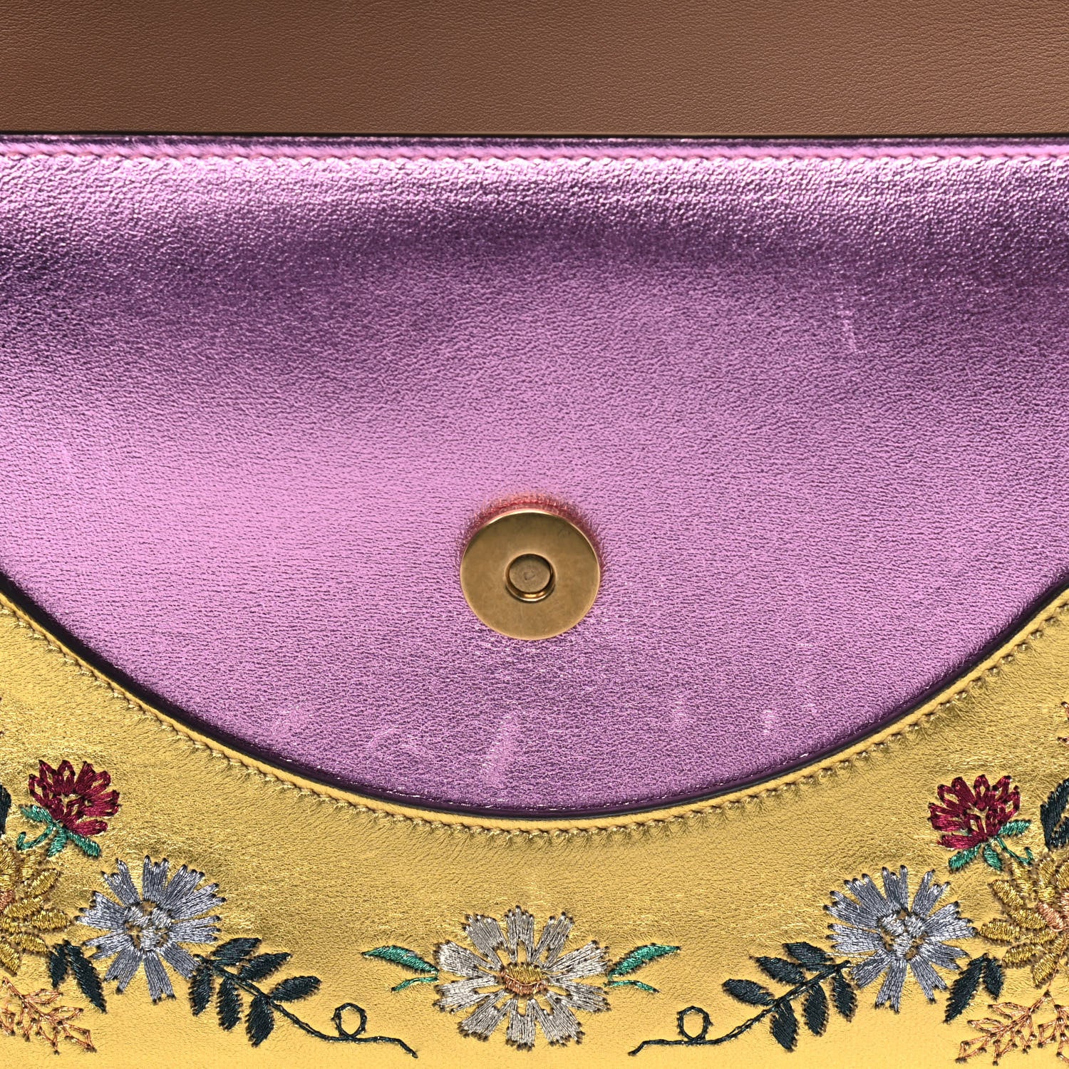 Gucci Metallic Calfskin Embroidered Small Shoulder Bag Gold 5 of 5
