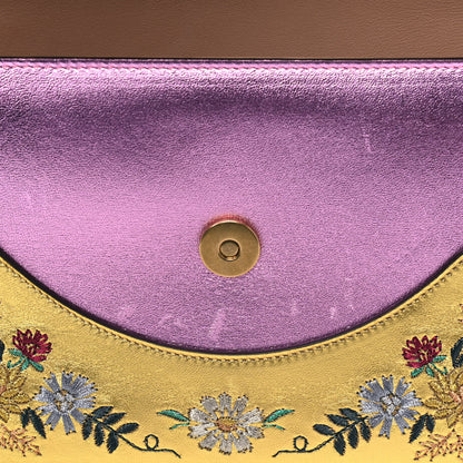 Gucci Metallic Calfskin Embroidered Small Shoulder Bag Gold 5 of 5