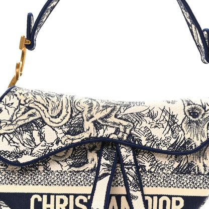 Christian Dior Canvas Embroidered Toile de Jouy Saddle Bag Blue 8 of 10