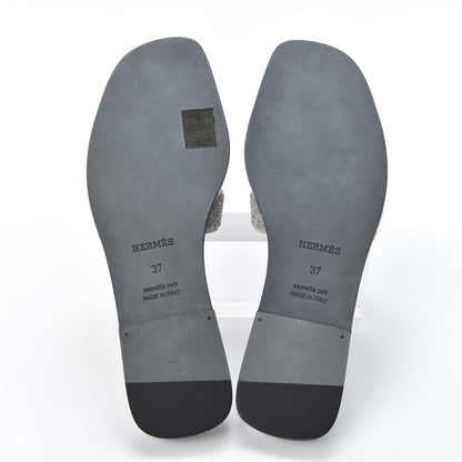 Hermes Suede Goatskin Crystal Powder Oran Sandals 37 6 of 10