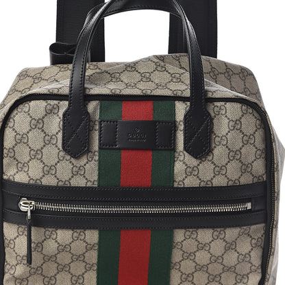 Gucci Soft GG Supreme Monogram Appia Calfskin Web Tote Backpack Beige Ebony Black 7 of 9