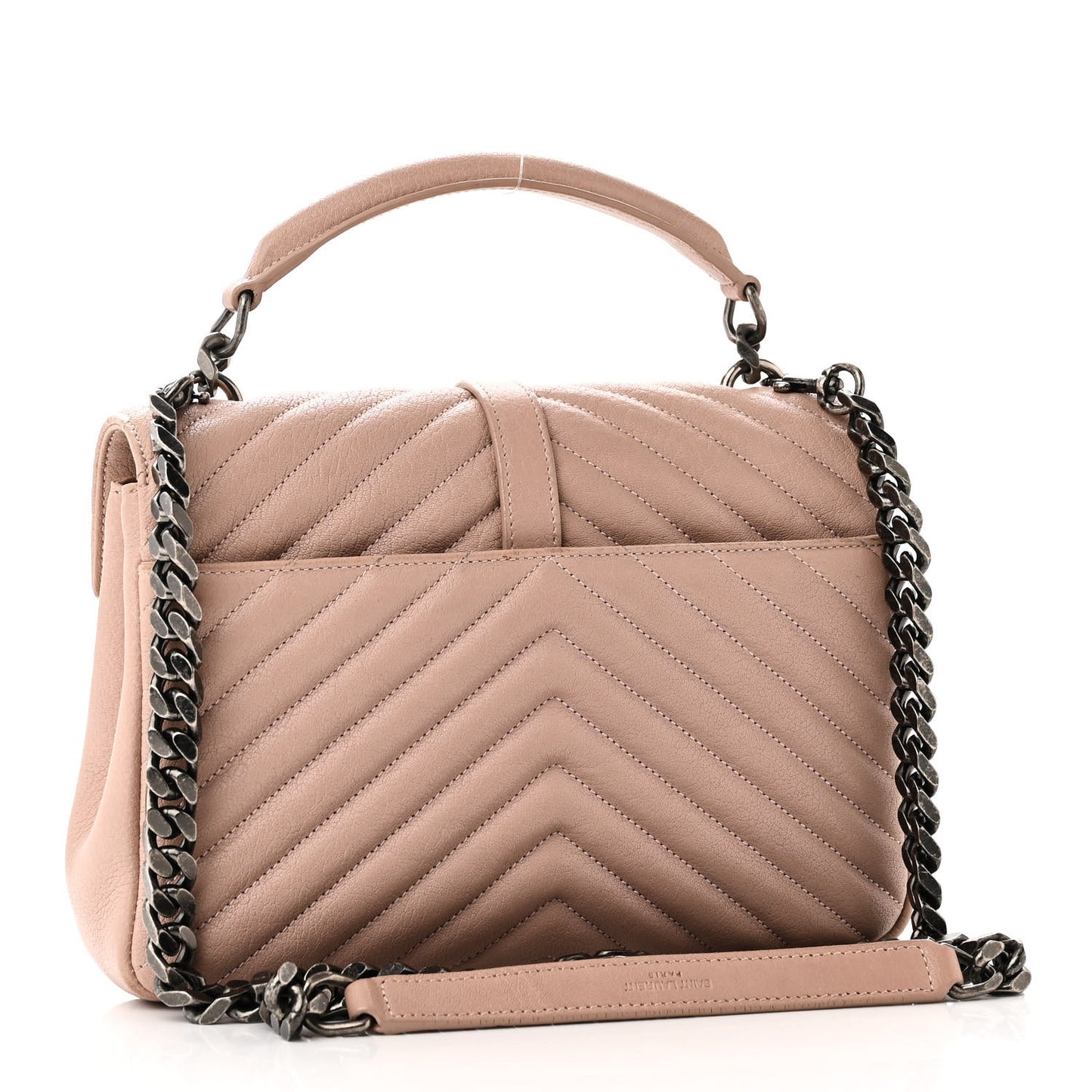 Sheepskin Matelasse Chevron Monogram Medium College Bag Rose Poudre