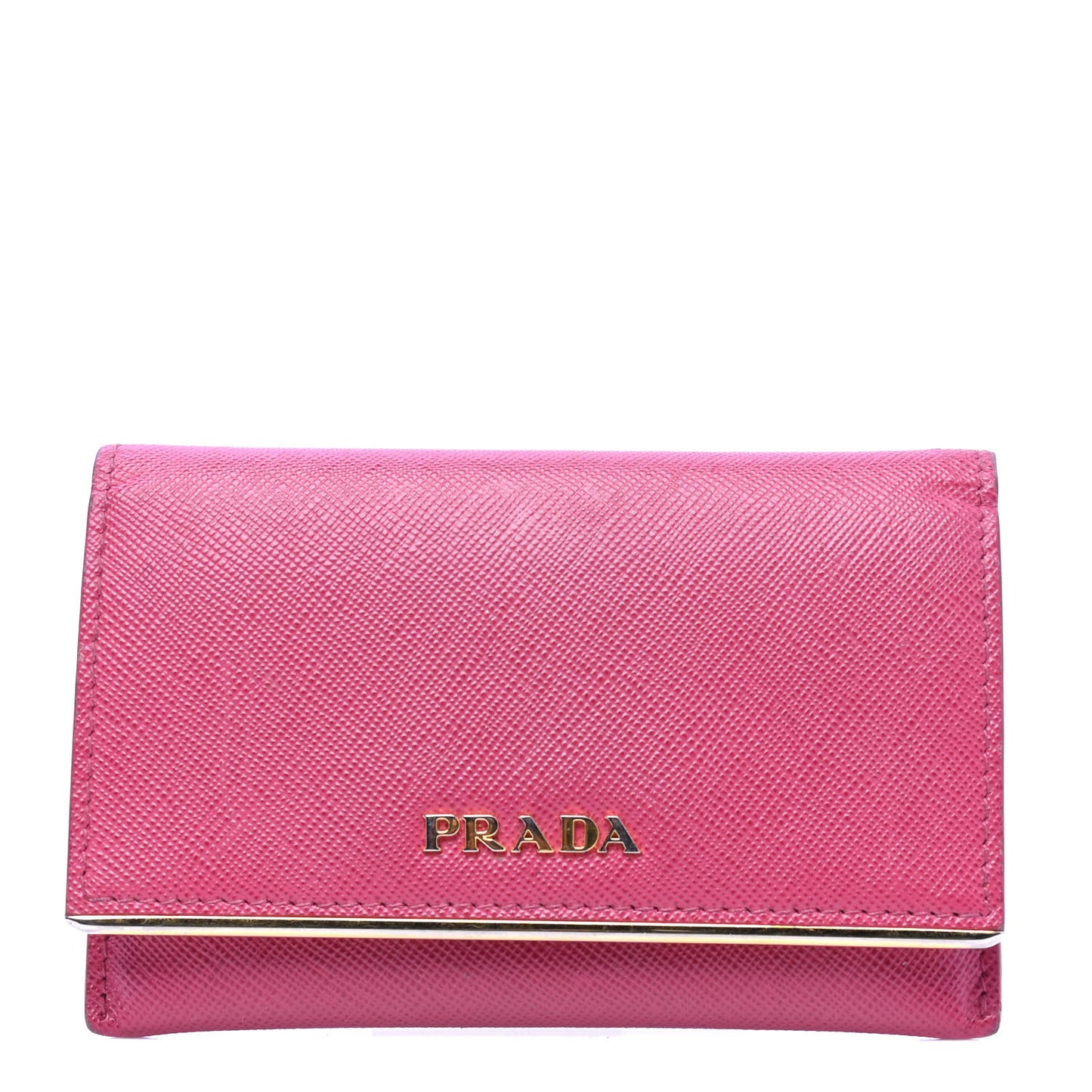 Saffiano Compact Metal Bar Flap Wallet Peonia
