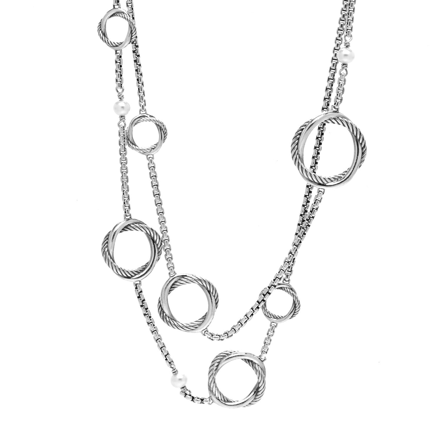 Sterling Silver Pearl Infinity Station Chain Necklace