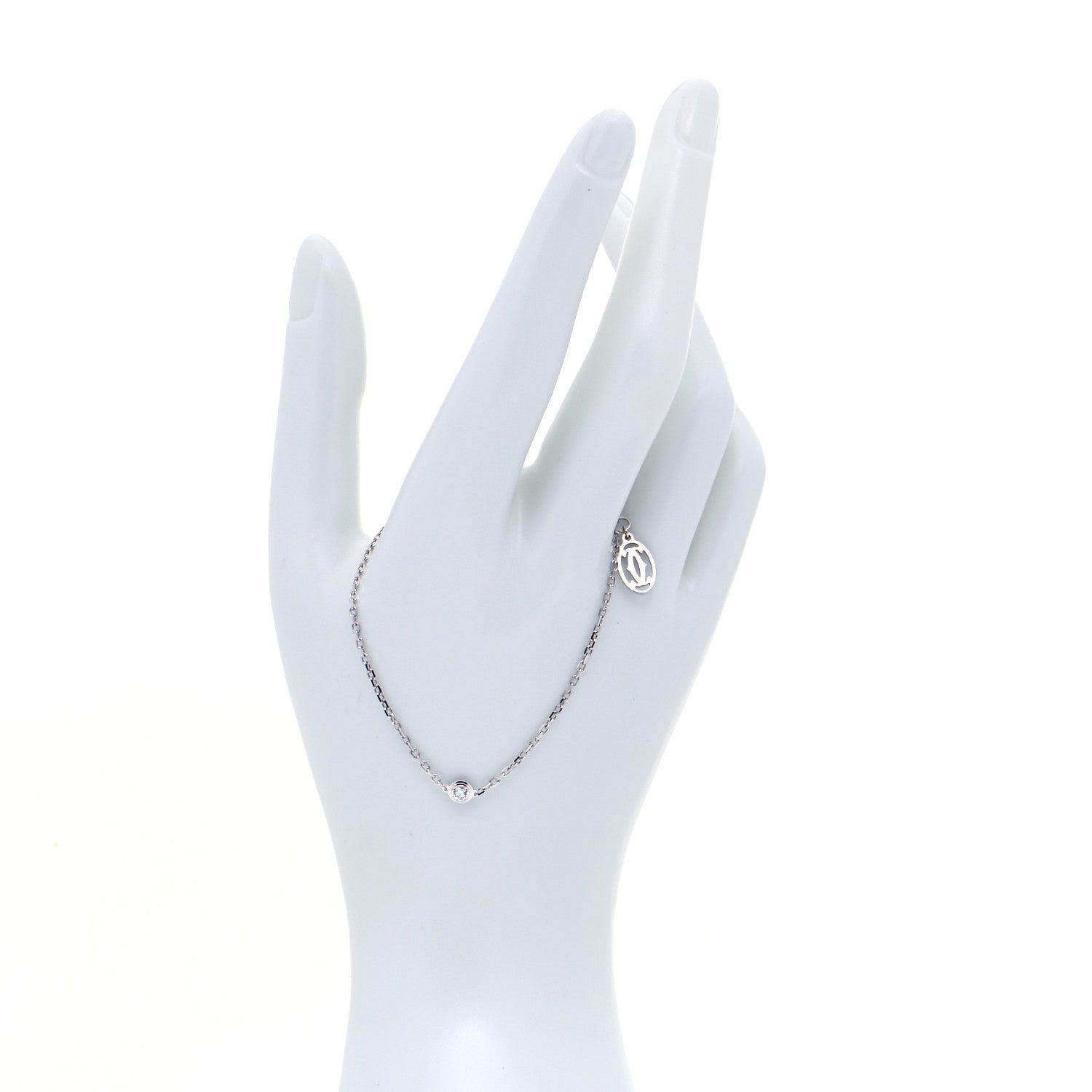 Cartier 18K White Gold Diamond SM D'Amour Bracelet 2 of 7