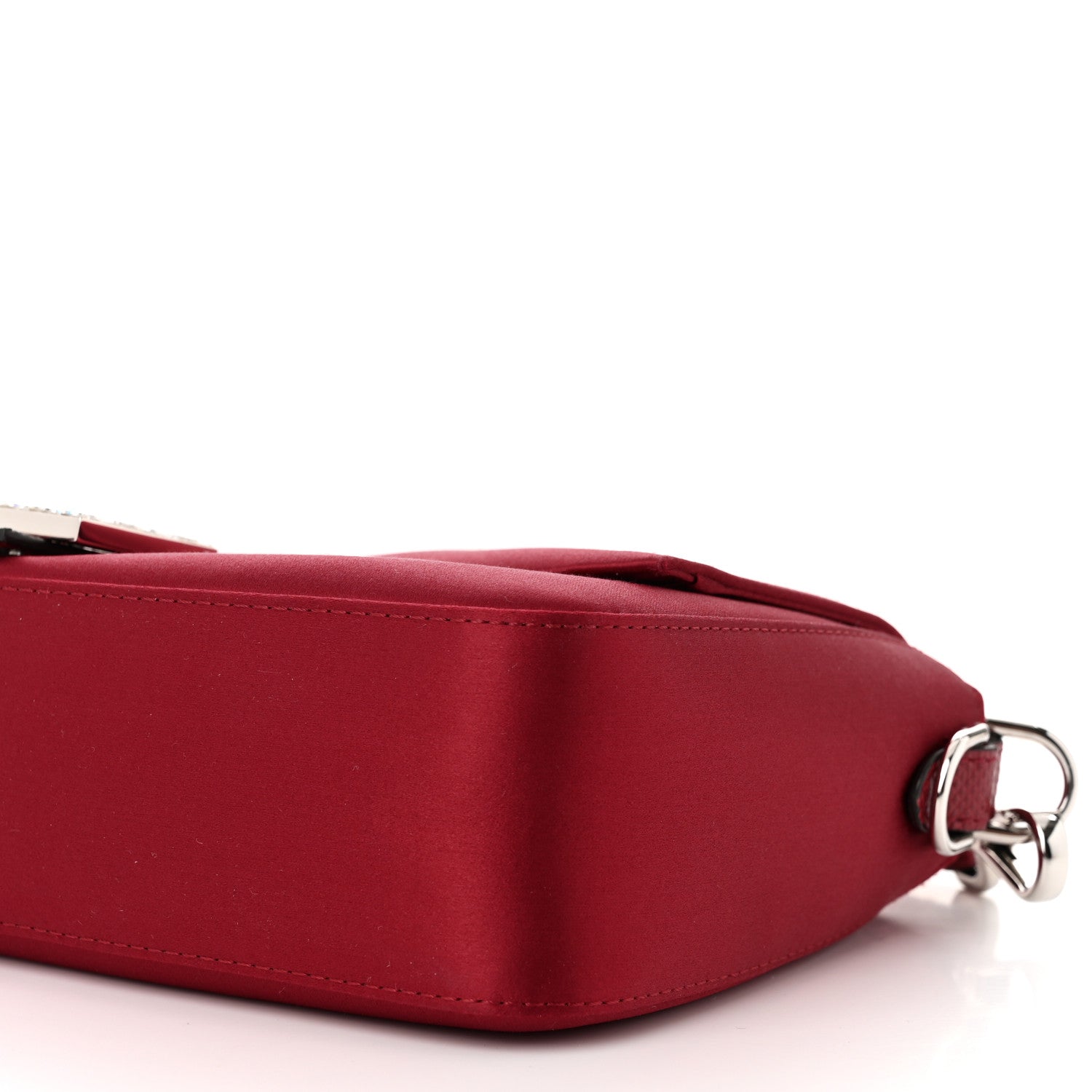 Fendi Satin Karung Crystal Baguette Rosso Scuro 10 of 10