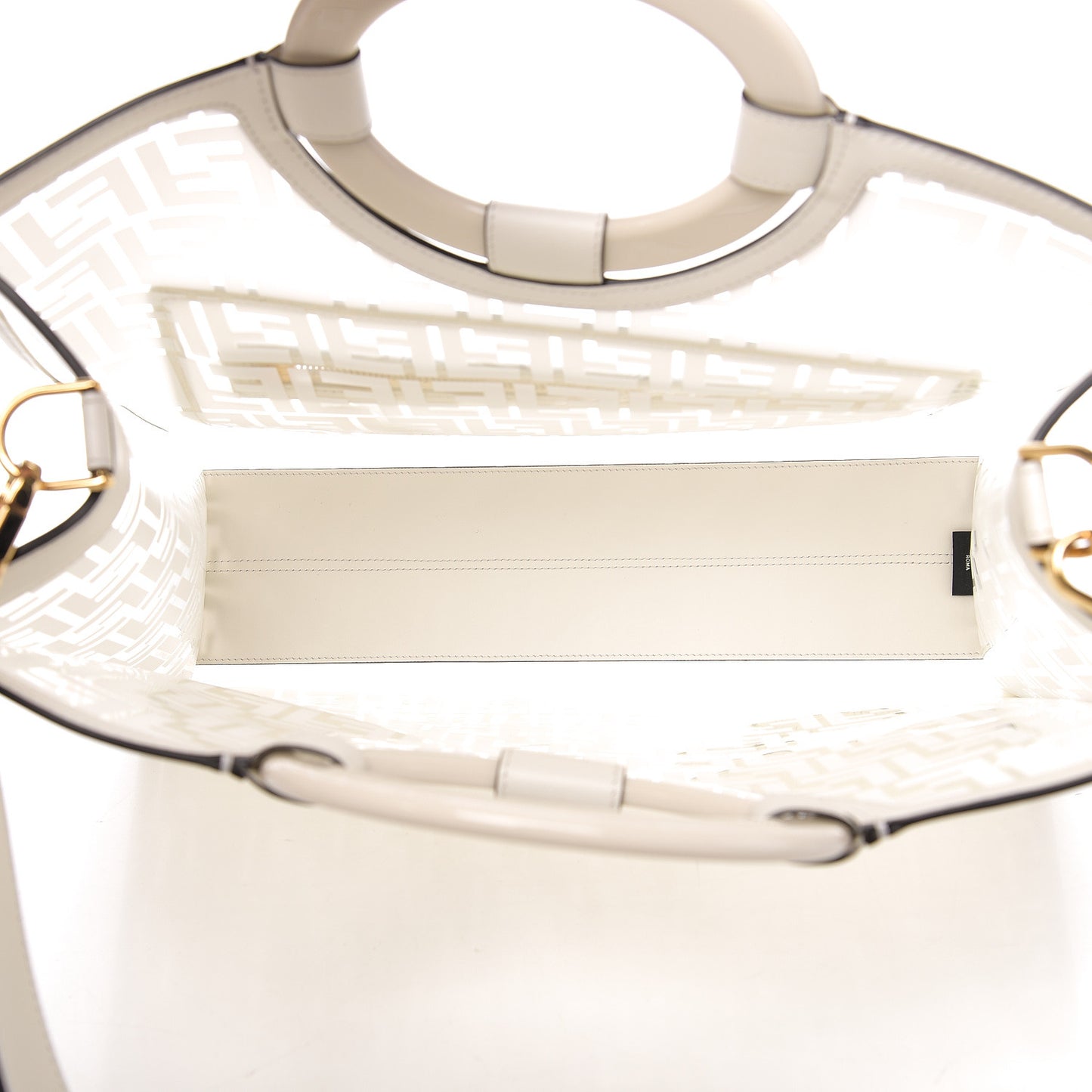 TPU FF Vitello Century Plexiglass Medium Runaway Shopper Tote White