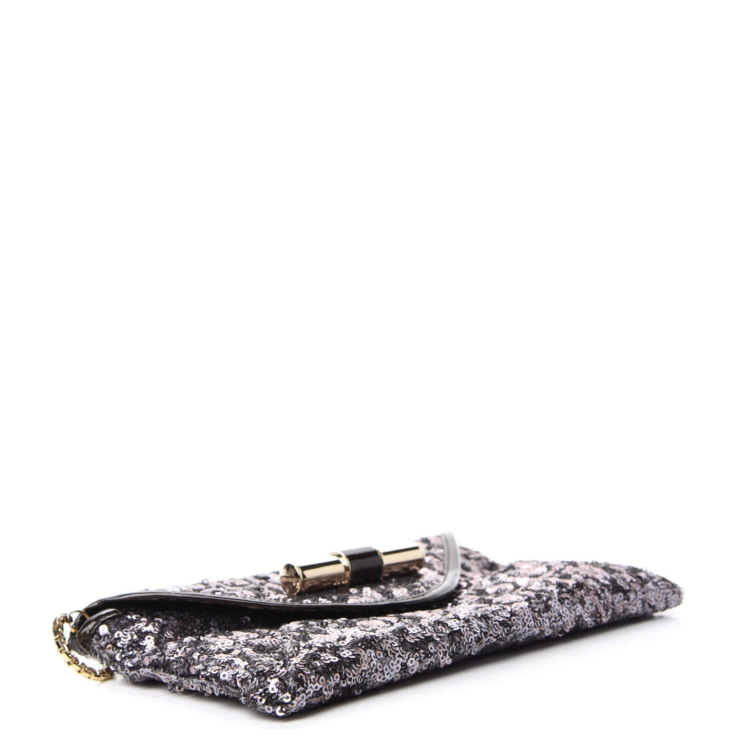 Sequin Envelope Clutch Silver Black