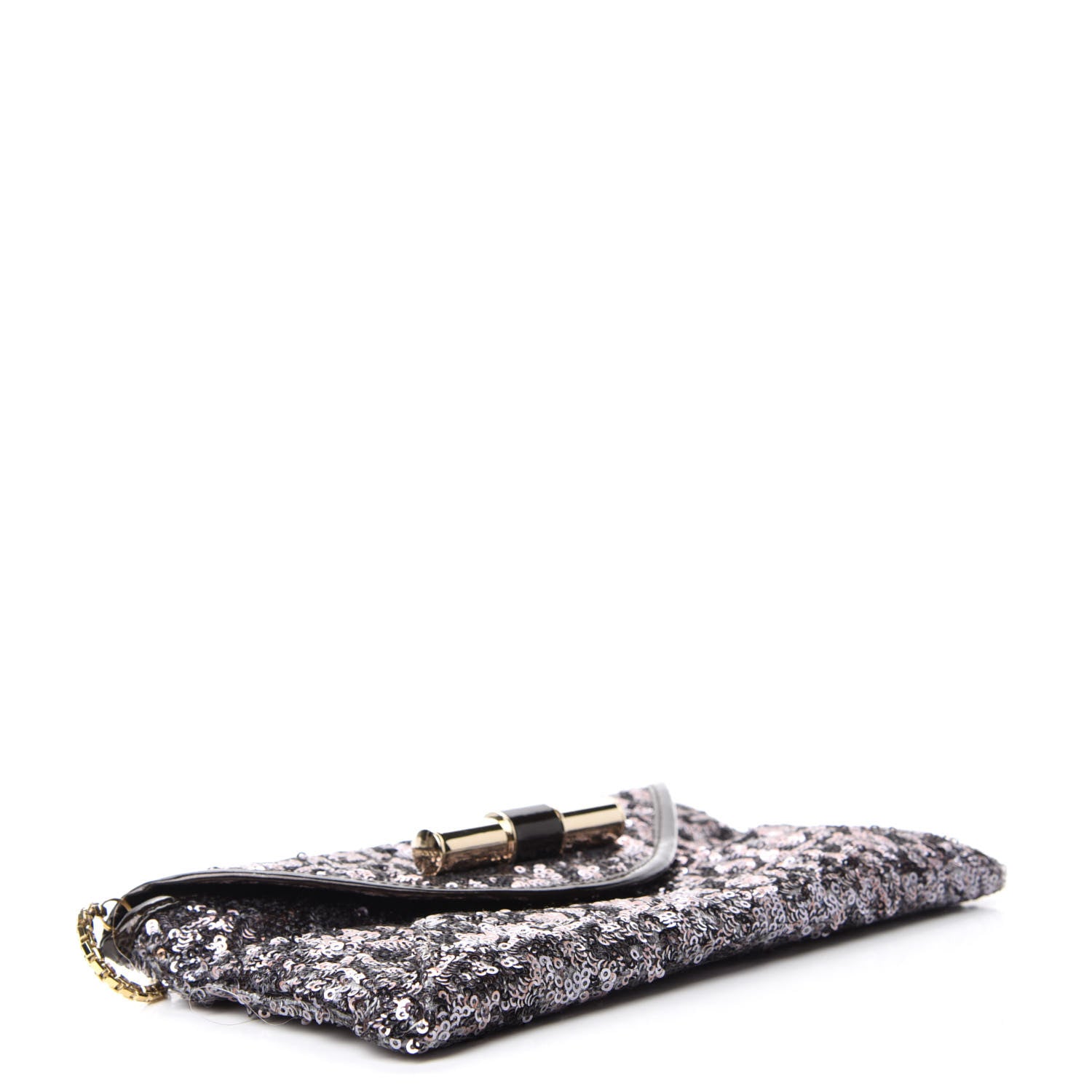 Jimmy Choo Sequin Envelope Clutch Silver Black 4 of 11