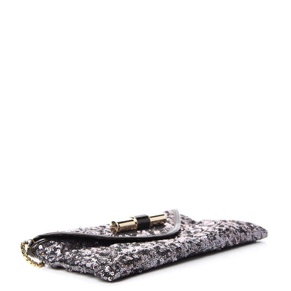 Jimmy Choo Sequin Envelope Clutch Silver Black 4 of 11