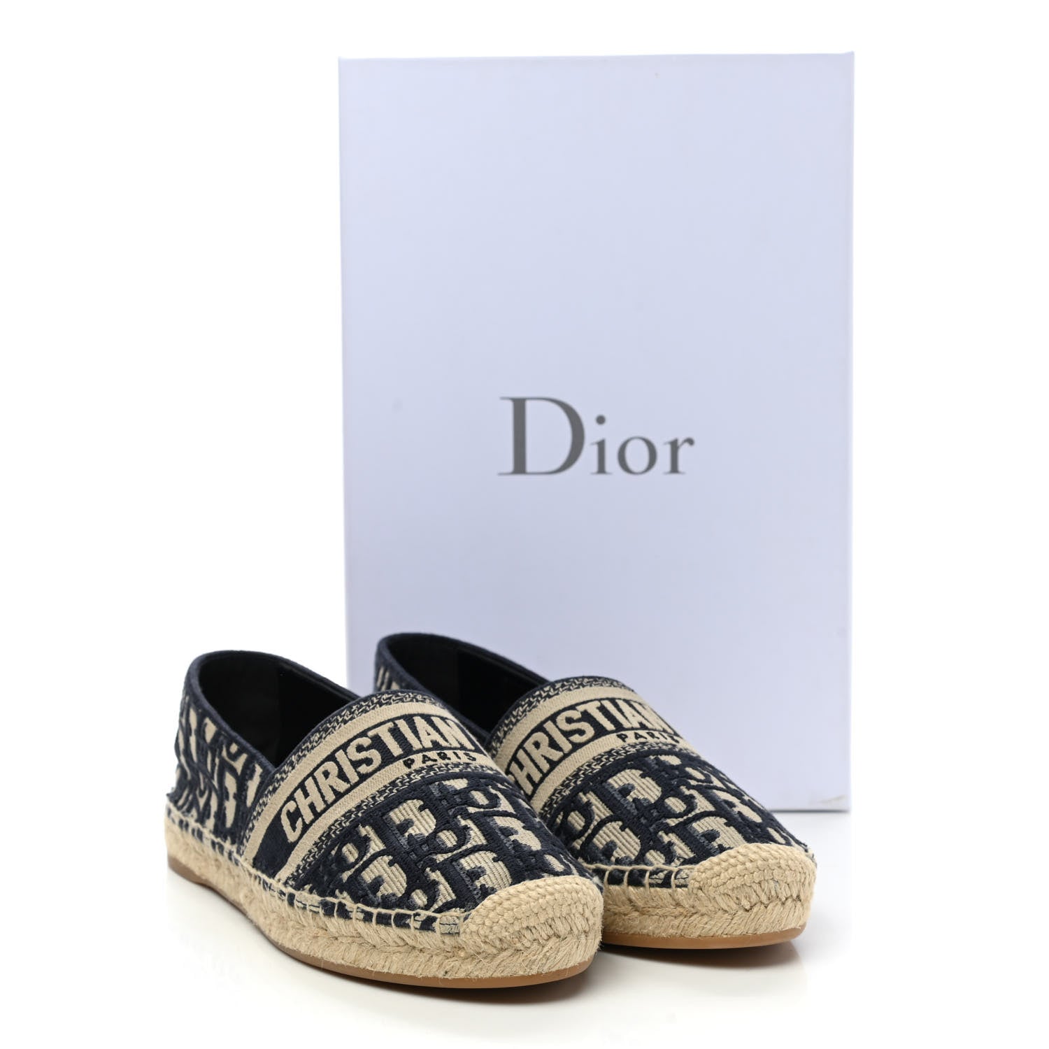 Christian Dior Oblique Embroidered Granville 15mm Espadrilles 38.5 Deep Blue 9 of 9