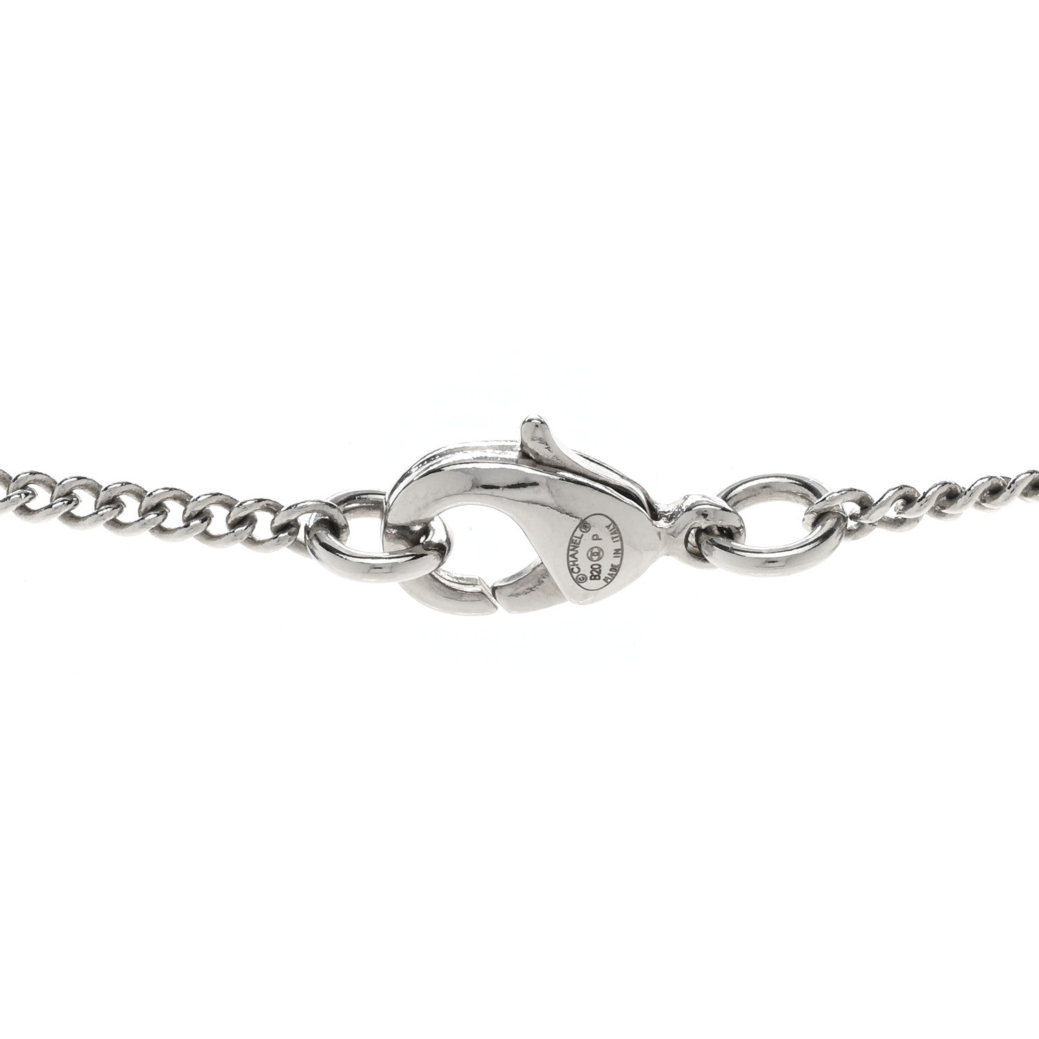 Chanel Crystal CC Star Pearl Drop Necklace Silver 5 of 6