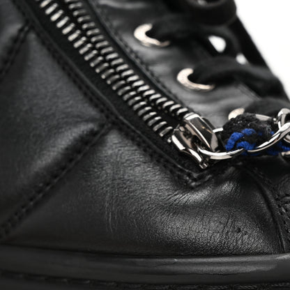 Chanel Lambskin Tweed Zipped Sneakers 39 Black Blue 10 of 11