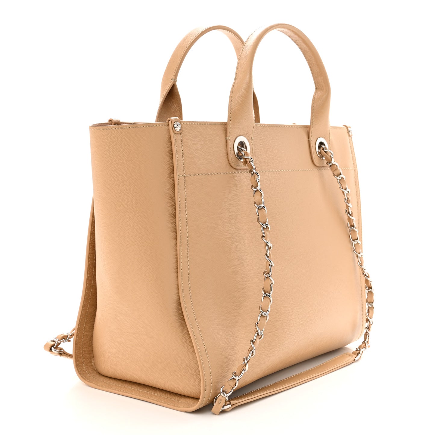 Caviar Small Studded Deauville Tote Beige